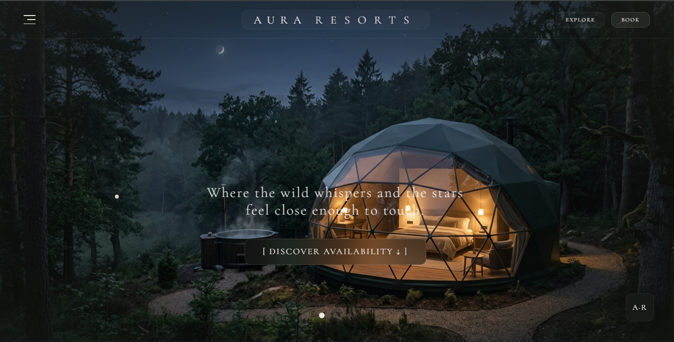 Aura Resorts concept website homepage